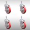 Service Caster 5 Inch SS Red Polyurethane Swivel 3/8 Inch Threaded Stem Caster Set Brake SCC SCC-SSTS20S514-PPUB-RED-TLB-381615-4 - alternate 1